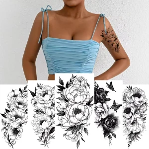 or Custom Black Women Sexy Body Art Waterproof Temporary Lotus Flower Tattoo Sticker Painting Realistic